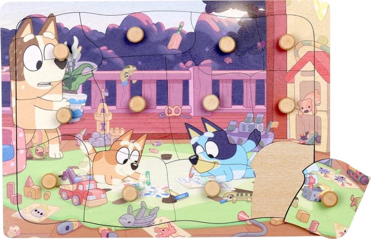 Puzzle en bois avec poignées Bluey – 12 pièces