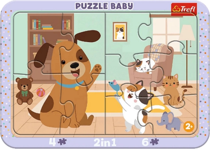 Puzzle bébé encastrable « Comme chien et chat »