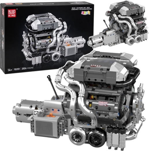 Briques de construction techniques – moteur V8 avec boîte de vitesses (2024 pièces)