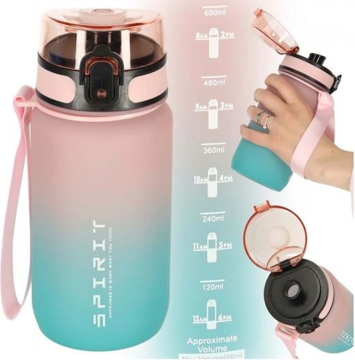 Bouteille d’eau de sport avec embout 600 ml rose et bleu