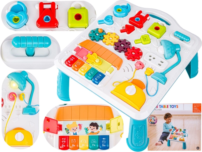 Table éducative interactive pour enfants avec petit piano, cadenas et mélodies