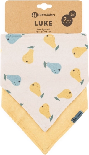 Bavoirs bandana Petite&Mars Luke, 2 pièces – Beige pears et intense ochre