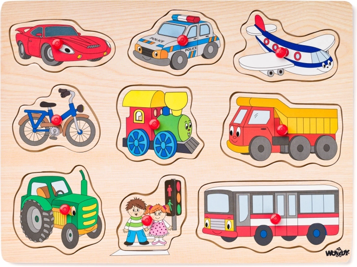 Puzzle encastrable sur planche – moyens de transport