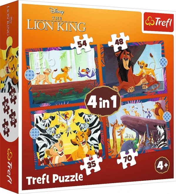 Puzzle 4 en 1 Le Roi Lion Courageux