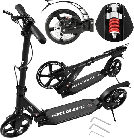 Trottinette urbaine pliable KRUZZEL Hyperion avec grandes roues 200 mm et frein à disque
