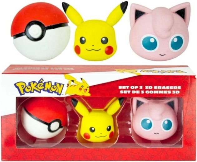 Gomme 3D POKÉMON – lot de 3 pièces