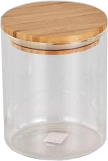 Bocal rond en verre 0,65 l avec couvercle en bambou