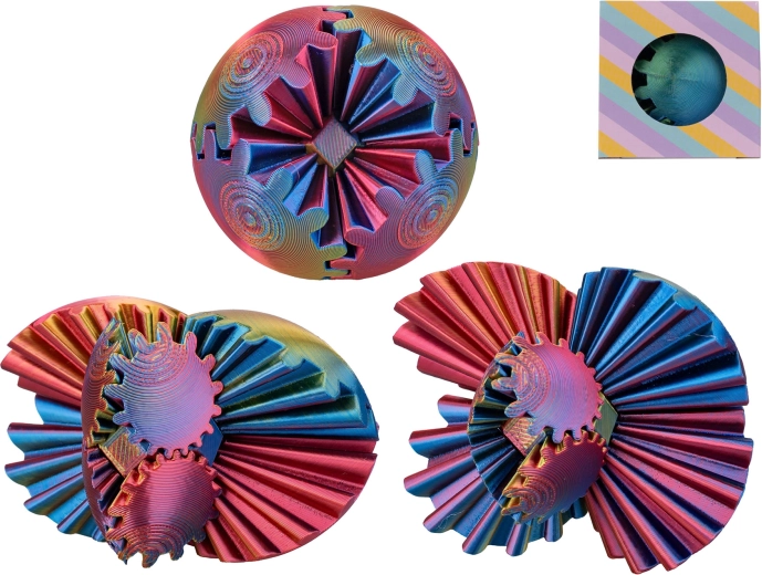 Balle casse-tête antistress 6 cm – puzzle spiralé bicolore