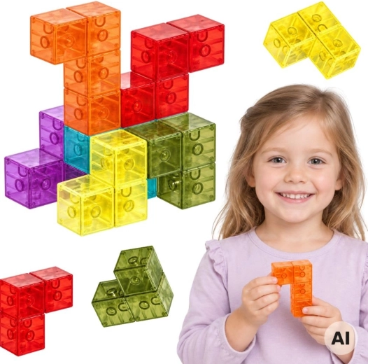 Kit de construction magnétique 3D Woopie inspiré de Tetris