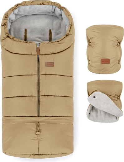 Petite&Mars set : chancelière d’hiver Jibot 3-en-1 et gants de poussette Jasie sweet toffee
