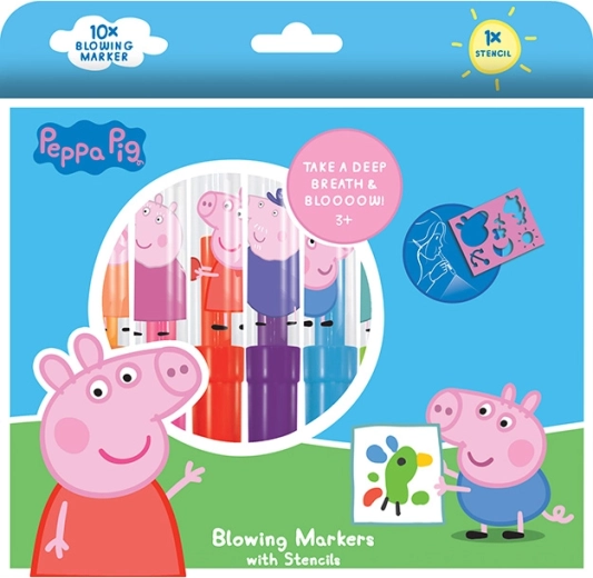 Feutres souffleurs Peppa Pig 10+1 avec pochoir
