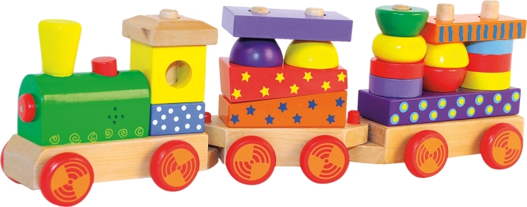 Train en bois à empiler avec lumière et son