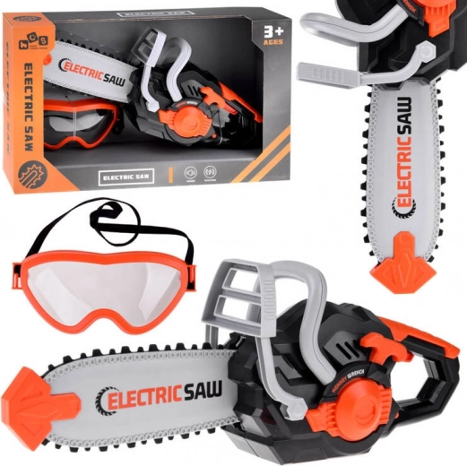 tronçonneuse électrique pour enfants avec son et chaîne mobile + lunettes de protection
