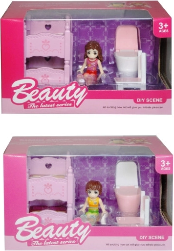 Ensemble de meubles pour mini poupée avec poupée