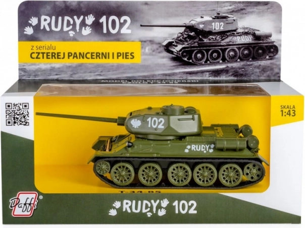 Modèle de char T‑34 Rudy 102 à l’échelle 1:43