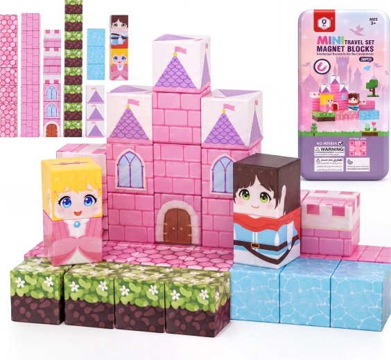 Blocs de construction magnétiques Château de princesse 38 pièces 2 cm
