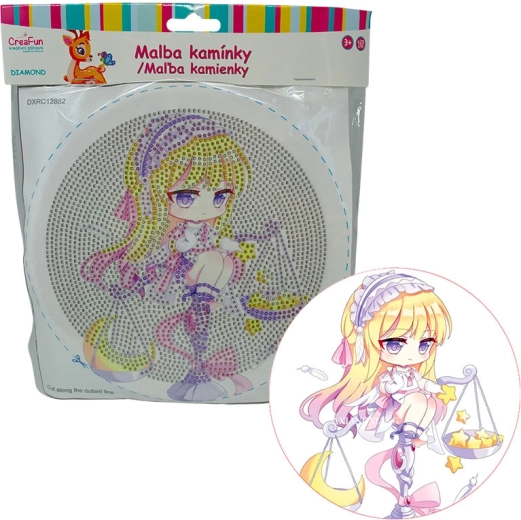 Peinture diamant avec cadre – poupée en violet, 20 cm