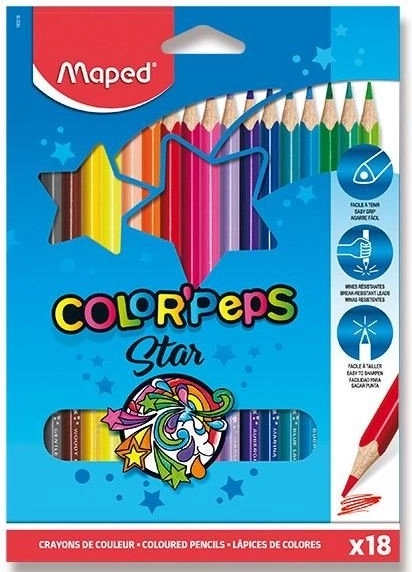 Crayons de couleur triangulaires MAPED Color'Peps 18 couleurs