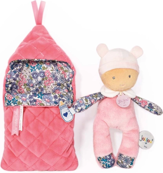 Doudou Jolijou bébé dans gigoteuse à enfiler 20 cm – Rose