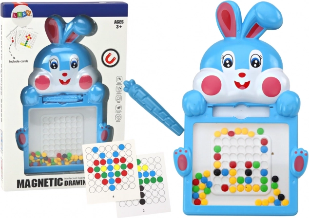 Tableau magnétique Lapin avec 7 motifs et stylo magnétique bleu