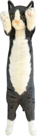 Chat en peluche debout 55 cm noir et blanc