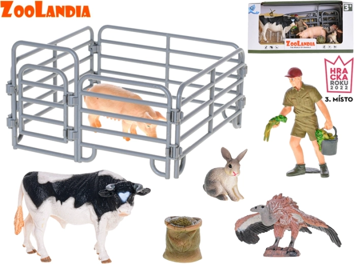 Zoolandia ferme avec taureau et animaux – set de jeu avec accessoires