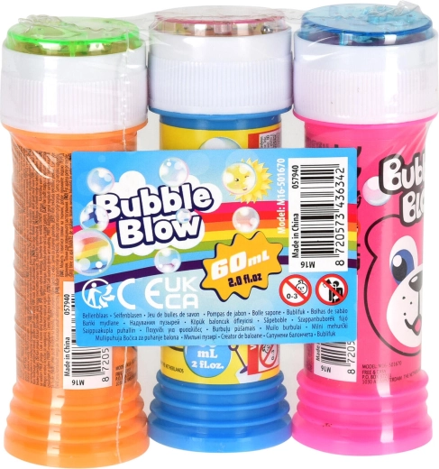 Bulles de savon 60 ml – assortiment de couleurs, lot de 3 pcs