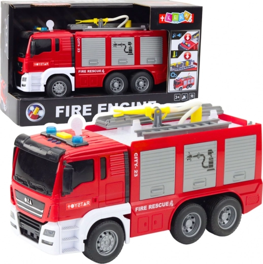 Camion de pompiers à propulsion, avec fonction eau, lumières et sons
