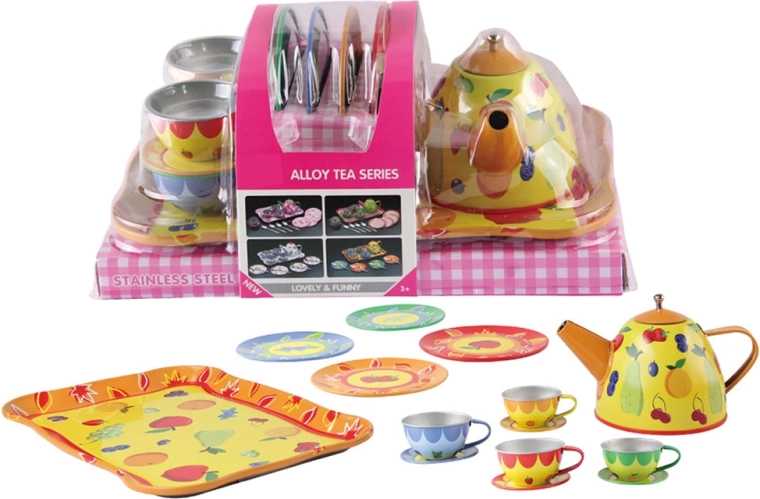 Service à thé en métal avec accessoires, 15 pièces