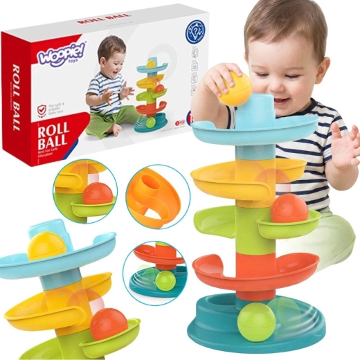 Woopie Baby circuit de billes avec tour en spirale et 3 billes