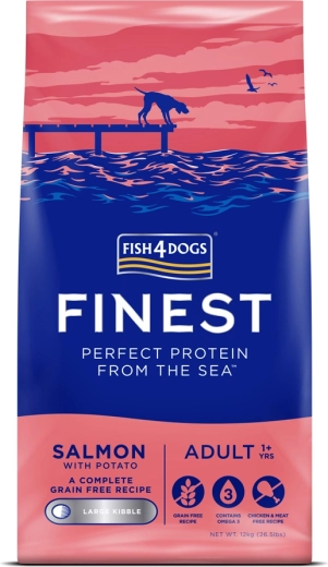 Fish4Dogs croquettes pour grands chiens adultes au saumon et aux pommes de terre 12 kg