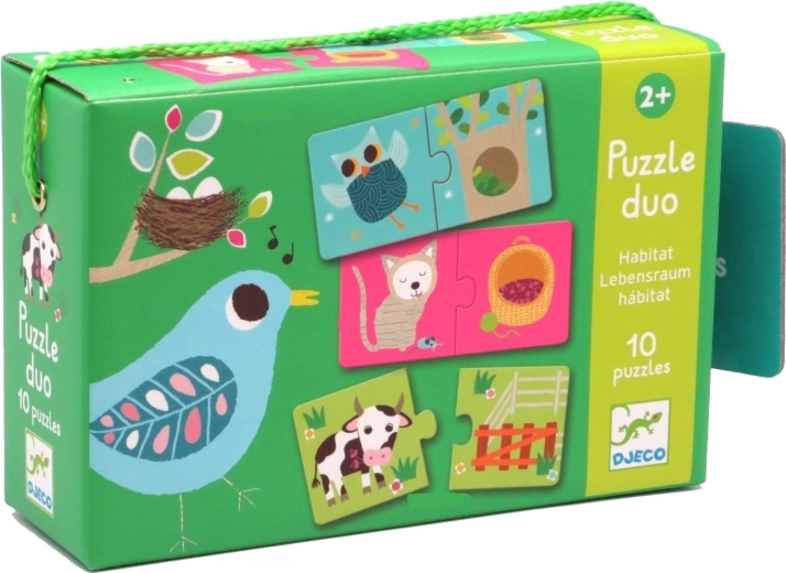 DJECO Puzzles maisons d'animaux 12x2 pièces
