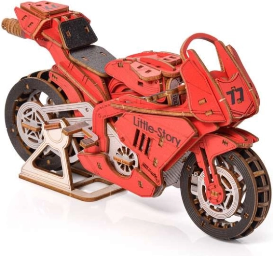 Little Story puzzle 3D en bois Grand Prix moto rouge