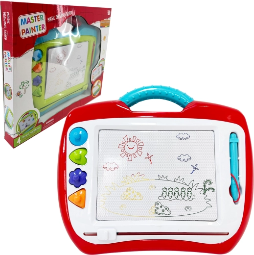 Grande ardoise magnétique à dessin avec tampons – multicolore