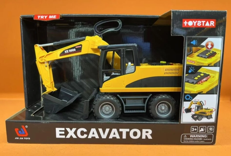 Jouet de construction jaune – pelleteuse avec godets mobiles
