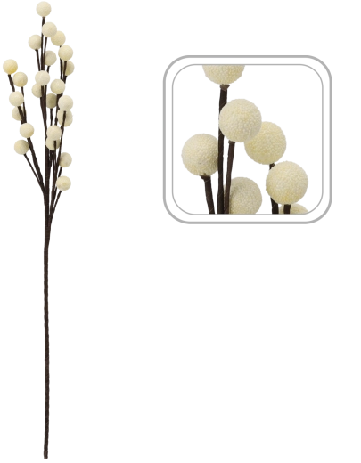 Herbe décorative avec boules blanches 84 cm