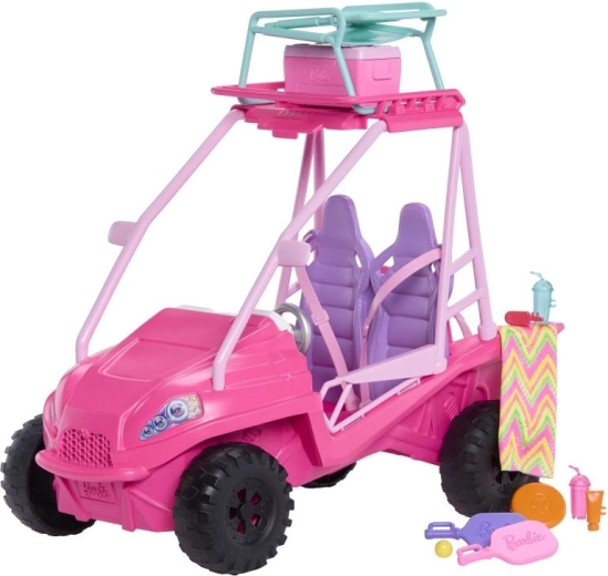 Buggy de plage Barbie pour 4 poupées avec accessoires