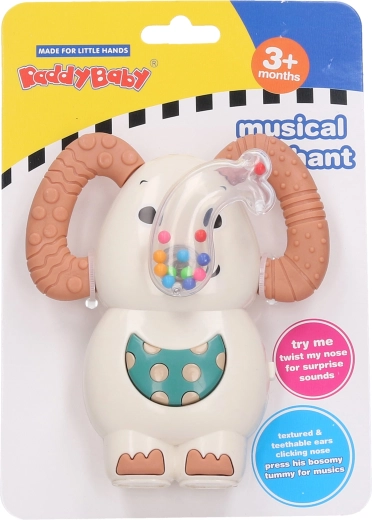 Hochet éléphant avec lumières et sons 12 cm