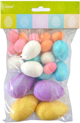 Œufs décoratifs brocart – lot de 24 pièces, tailles assorties