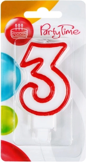 Bougie d’anniversaire chiffre 3 rouge