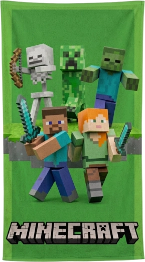 Serviette de bain enfant à séchage rapide Minecraft Green Attack 70 × 140 cm