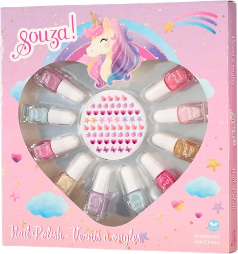 Souza! coffret cadeau de vernis à ongles avec autocollants licorne – 10 couleurs