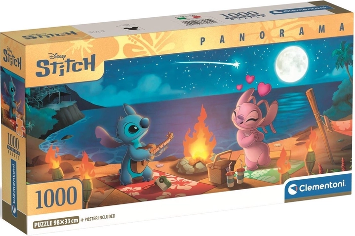 Puzzle panoramiques Lilo & Stitch – feu de camp nocturne 1000 pièces
