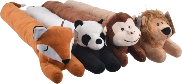 Boudin de porte anti-courant d’air en peluche en forme d’animal 90 cm (assortiment 4 motifs)