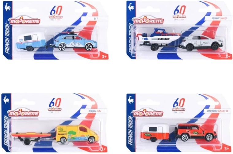 Majorette French Touch petite voiture avec remorque (1 pce, sélection aléatoire)