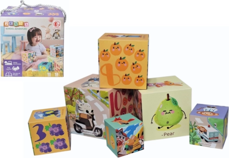 Pyramide éducative avec cubes colorés pour tout-petits - 1 pièce