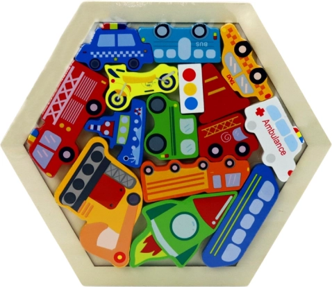 Puzzle fusée en bois coloré - 15 pièces