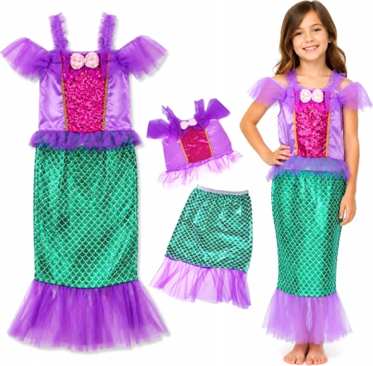 Costume de sirène pour fille – haut et jupe à queue de poisson
