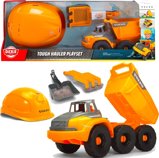 Dickie Toys Volvo - Set de construction avec benne basculante et casque de protection