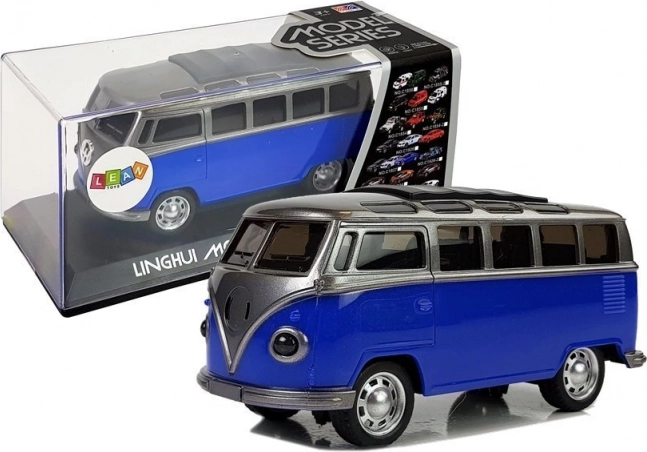 Autobus miniature à friction avec entraînement à piles, lumières et sons – bleu